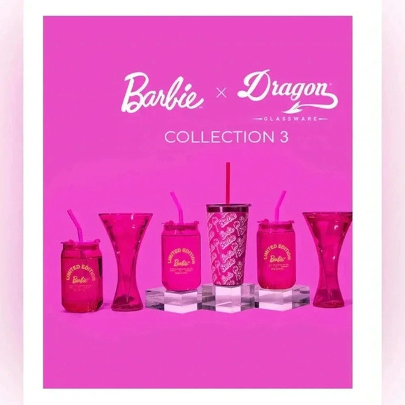 Set of 2 Dragon Glassware Limited Edition Pink Barbie Glass Tumblers. - Picture 12 of 12